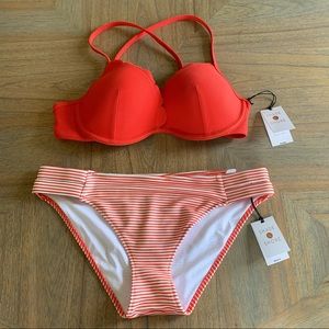 NWT! Shade and Shore Bikini Coral and White